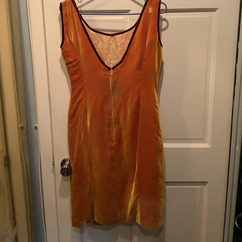 Summer Sunny Yellow/Orange Velvet Low Back Dress